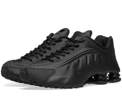 Shop Nike Shox R4 Triple Black Sneakers