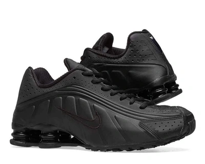 Shop Nike Shox R4 Triple Black Sneakers