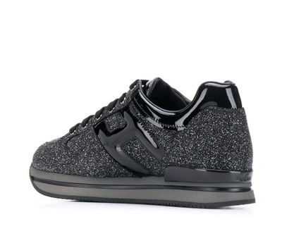 Shop Hogan H222 Glitter Logo Sneakers In Black