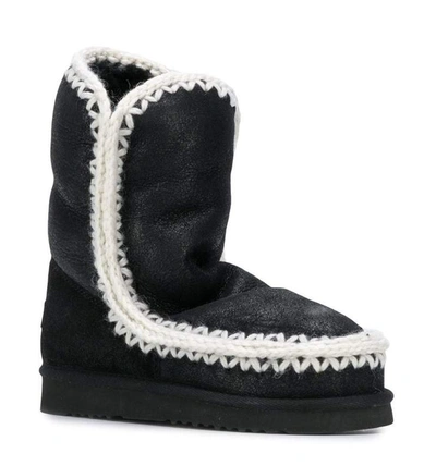 Shop Mou Eskimo 24 Cross Stitch Boots In Black