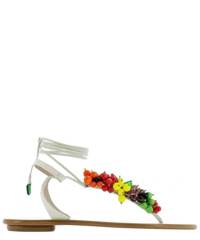 Shop Aquazzura "tutti Frutti" Sandals In White