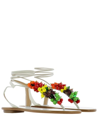 Shop Aquazzura "tutti Frutti" Sandals In White