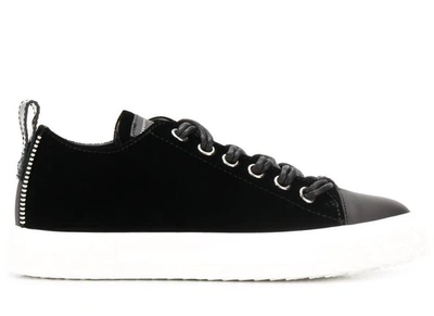 Shop Giuseppe Zanotti Blabber Velvet Sneakers In Black