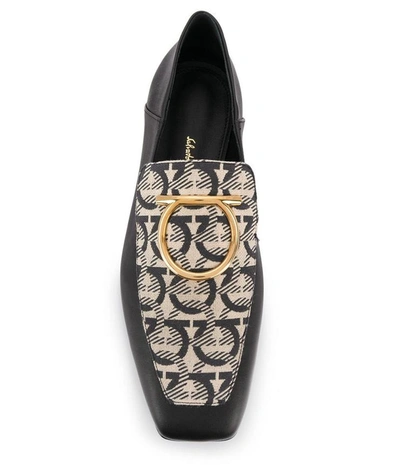 Shop Ferragamo Salvatore  Lana Gancini Mirrored-heel Loafers In Black