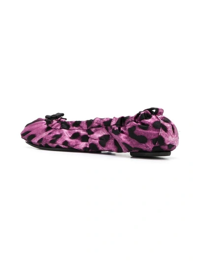 Shop Dolce & Gabbana Leopard Print Ballerinas Fuxia In Viola