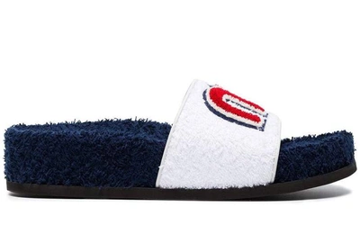 Shop Miu Miu Towel Logo Slides Sandals In Multiple Colors