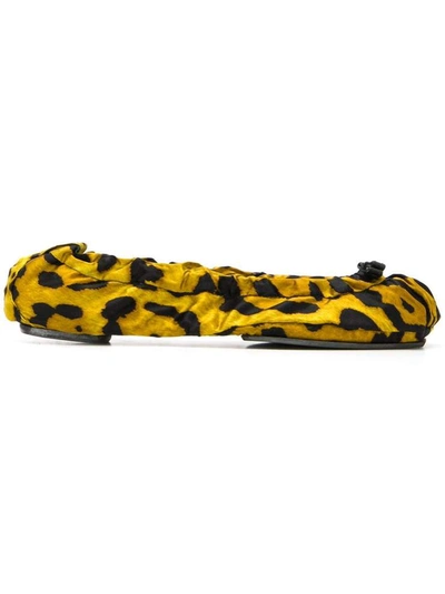 Shop Dolce & Gabbana Leopard Print Ballerinas Yellow In Giallo