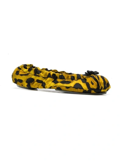 Shop Dolce & Gabbana Leopard Print Ballerinas Yellow In Giallo
