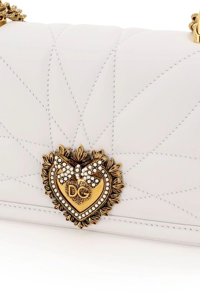 Shop Dolce & Gabbana Devotion Crossbody Mini Bag In Bianco Ottico