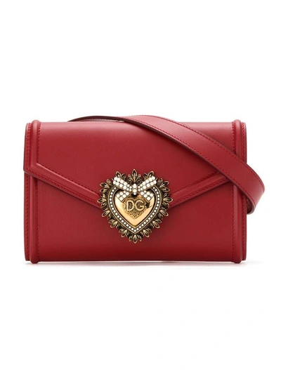 Shop Dolce & Gabbana Sacred Heart Belt Bag In Rosso Papavero