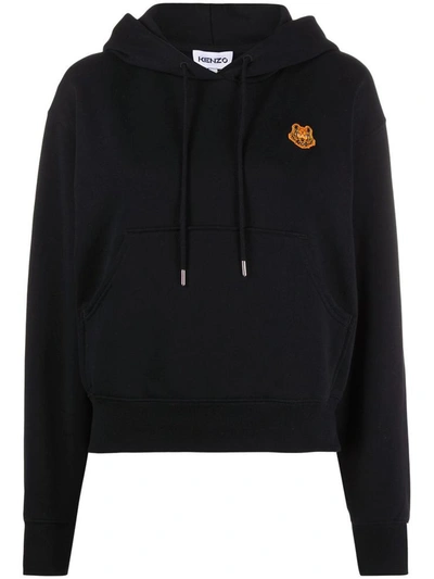 Shop Kenzo Tiger Crest Boxy Hoodie In Black