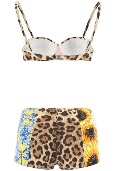Shop Dolce & Gabbana Patchwork Print Balconette Bikini In Variante Abbinata