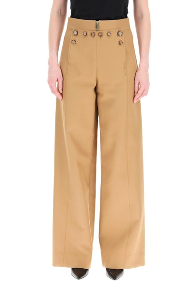 Shop Burberry Sailor Trousers With Buttons In Camel