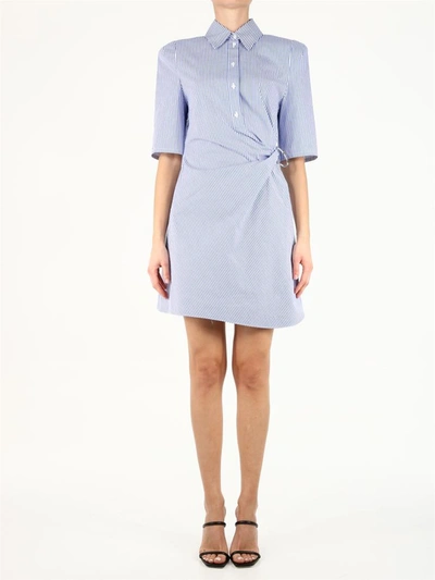Shop Off-white Striped Cotton Dress In Blue