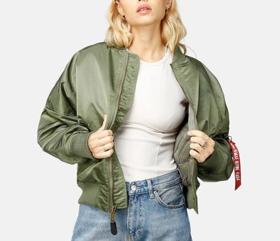 Shop Alpha Industries Ma-1 Os Bomber Jacket In Green