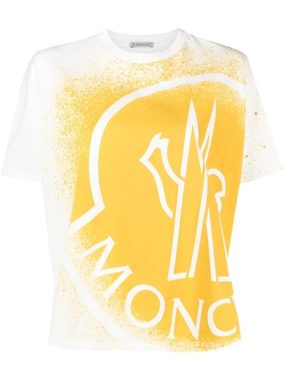 Shop Moncler Logo-print Crew-neck T-shirt In Beige