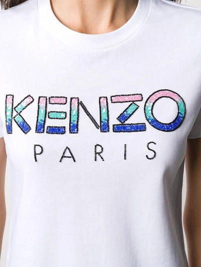 Shop Kenzo Paris Straight Sequin Logo T-shirt In White