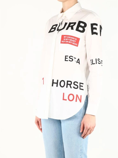 Shop Burberry Oversized Horseferry Shirt In White