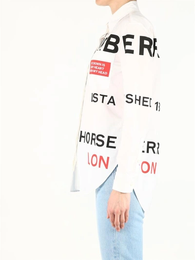 Shop Burberry Oversized Horseferry Shirt In White