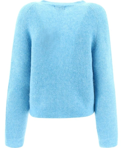 Shop Ganni Soft Wool Cardigan In Light Blue