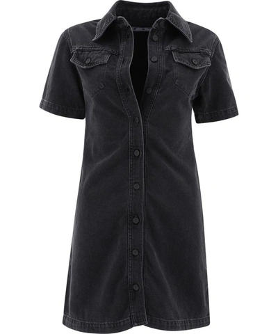 Shop Off-white Denim Dress In Black  
