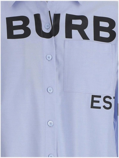 Shop Burberry Shirts In Celeste