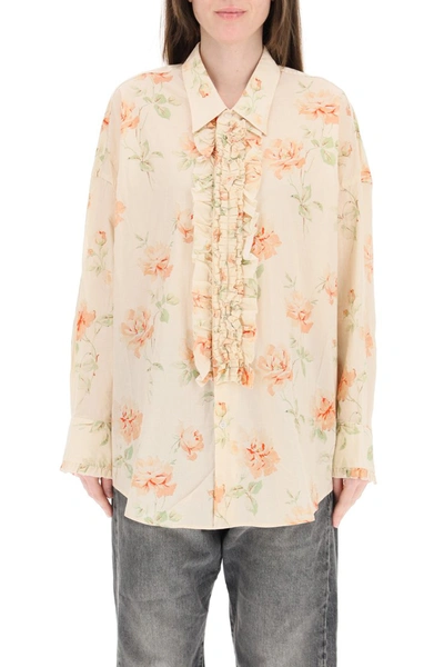Shop R13 Ruffled Oversized Shirt In Pale Rose