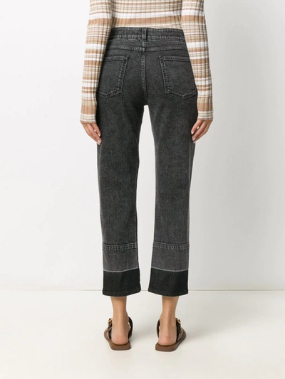 Shop Stella Mccartney Logo-stripe Cropped Jeans In Nero