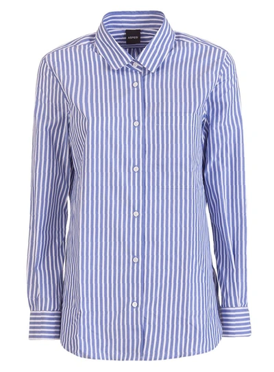 Shop Aspesi Striped Cotton Shirt In Blu