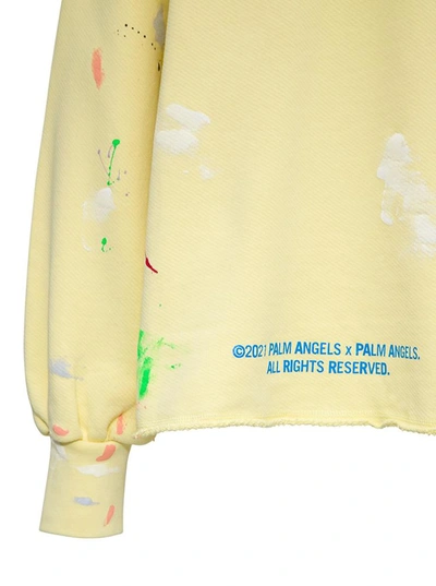 Shop Palm Angels Pxp Printed Yellow Cotton Sweatshirt