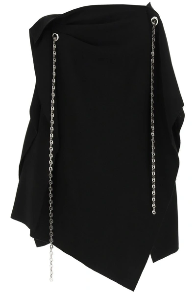 Shop Givenchy Asymmetric Skirt With Chain In Black