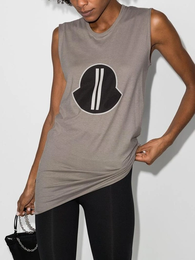 Shop Rick Owens By Moncler Oversized Logo Patch Tank Top In Black