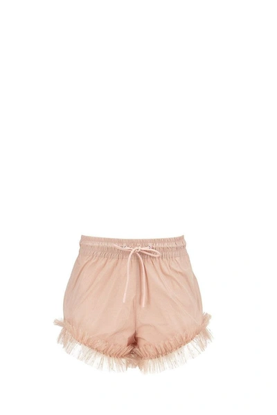 Shop Red Valentino Taffeta And Point D'esprit Tulle Shorts In Rose