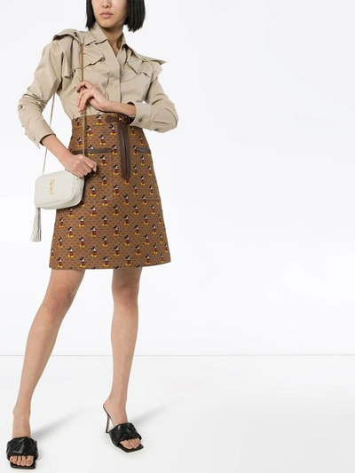 Gucci X Disney Mickey Monochrome Skirt In Beige/brown | ModeSens