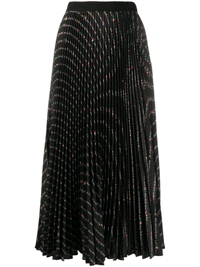 Shop Miu Miu Printed Pleated Skirt In Nero