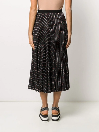 Shop Miu Miu Printed Pleated Skirt In Nero