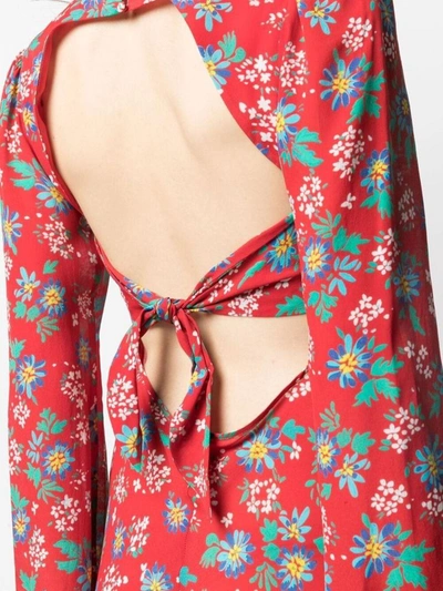 Shop Rixo London Floral Midi Dress With Back Neckline In Red