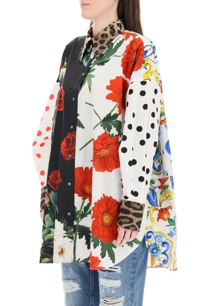 Shop Dolce & Gabbana Patchwork Poplin Shirt In Variante Abbinata