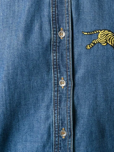 Shop Kenzo Jumping Tiger Denim Shirt In Blue