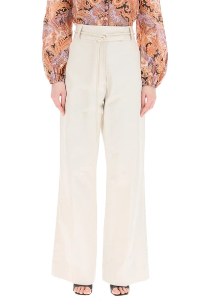 Shop Zimmermann Luminous Wide Leg Trousers In Milk