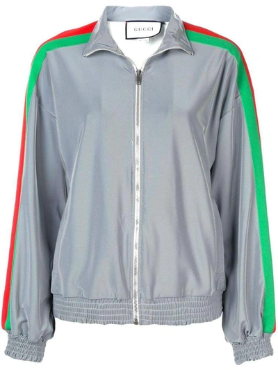 Shop Gucci House Web Stripe Jacket In Silver