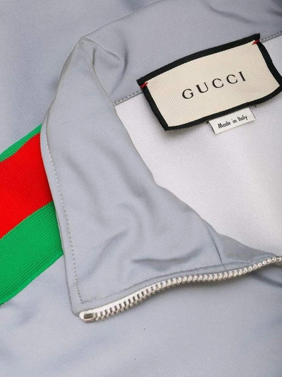 Shop Gucci House Web Stripe Jacket In Silver