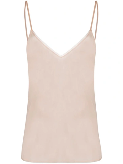 Shop Prada Sheer Silk Camisole In Cognac+nero