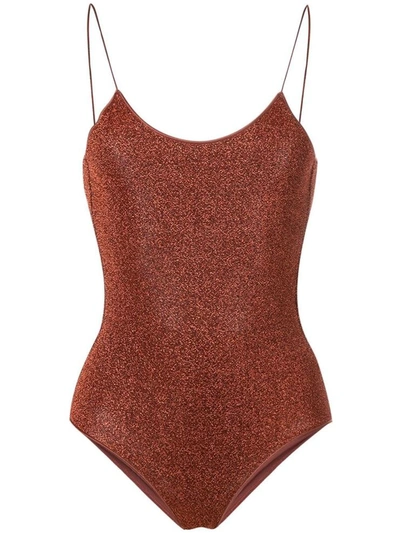 Shop Oseree Lumiere Brown One-piece Swimsuit