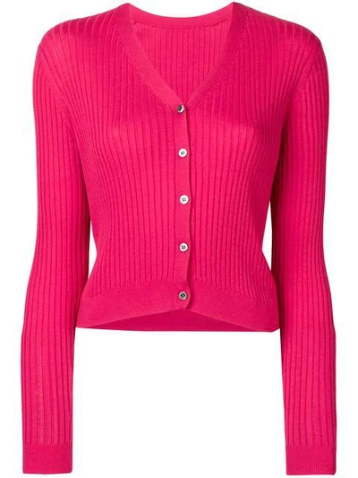 Shop Sottomettimi Ribbed Cardigan In Magenta