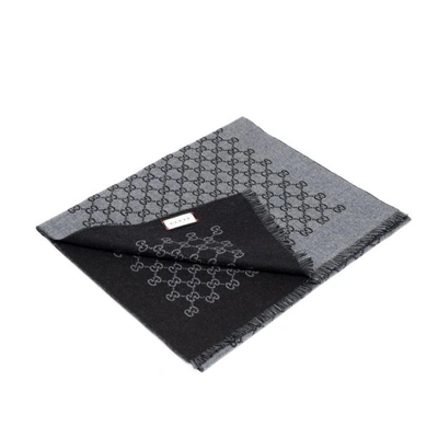 Shop Gucci Double Jacquard Gg Wool Scarf In Nero