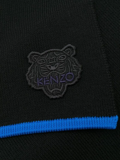 Shop Kenzo Tiger Patch Logo Scarf In Black