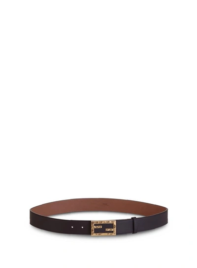 Shop Fendi Brown Leather Belt In Marrone
