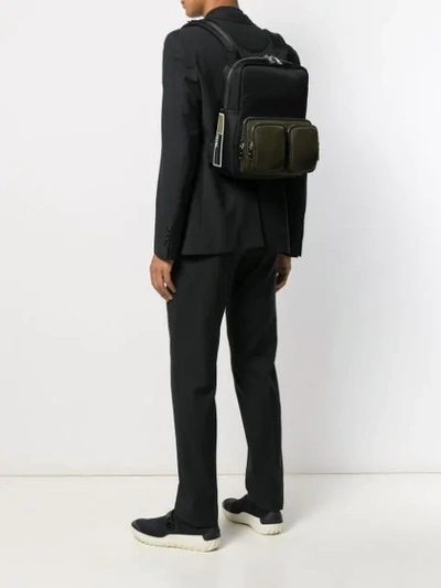 Shop Prada Multi-pocket Colour Block Backpack In Nero+mimetico