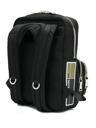 Shop Prada Multi-pocket Colour Block Backpack In Nero+mimetico